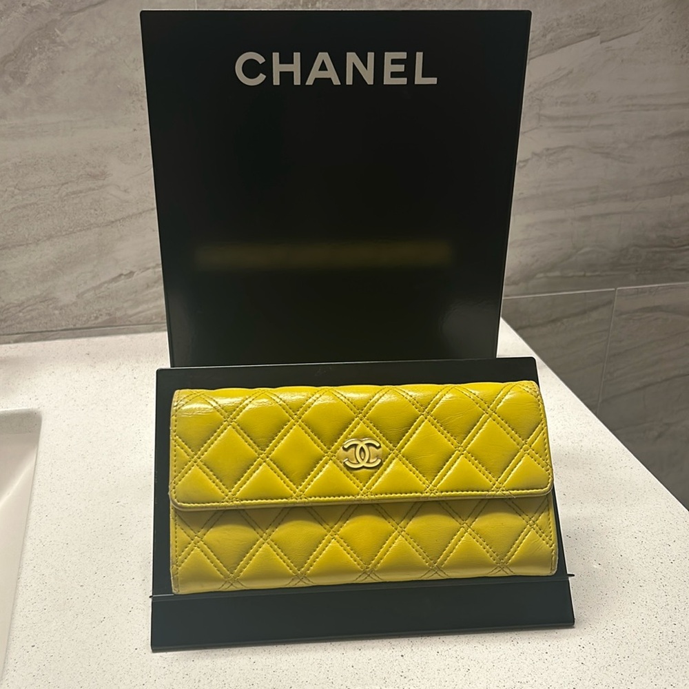 Chanel Matelasse Long Yellow wallet